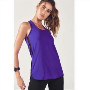 Fabletics Women’s M Blue Racerback Mesh Net Siding Sleeveless Active Workout Top